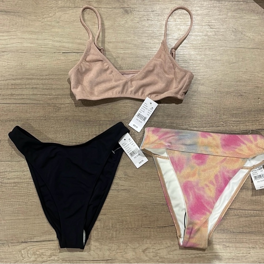 NWT 2 Bikini Bottoms and Top Size XS